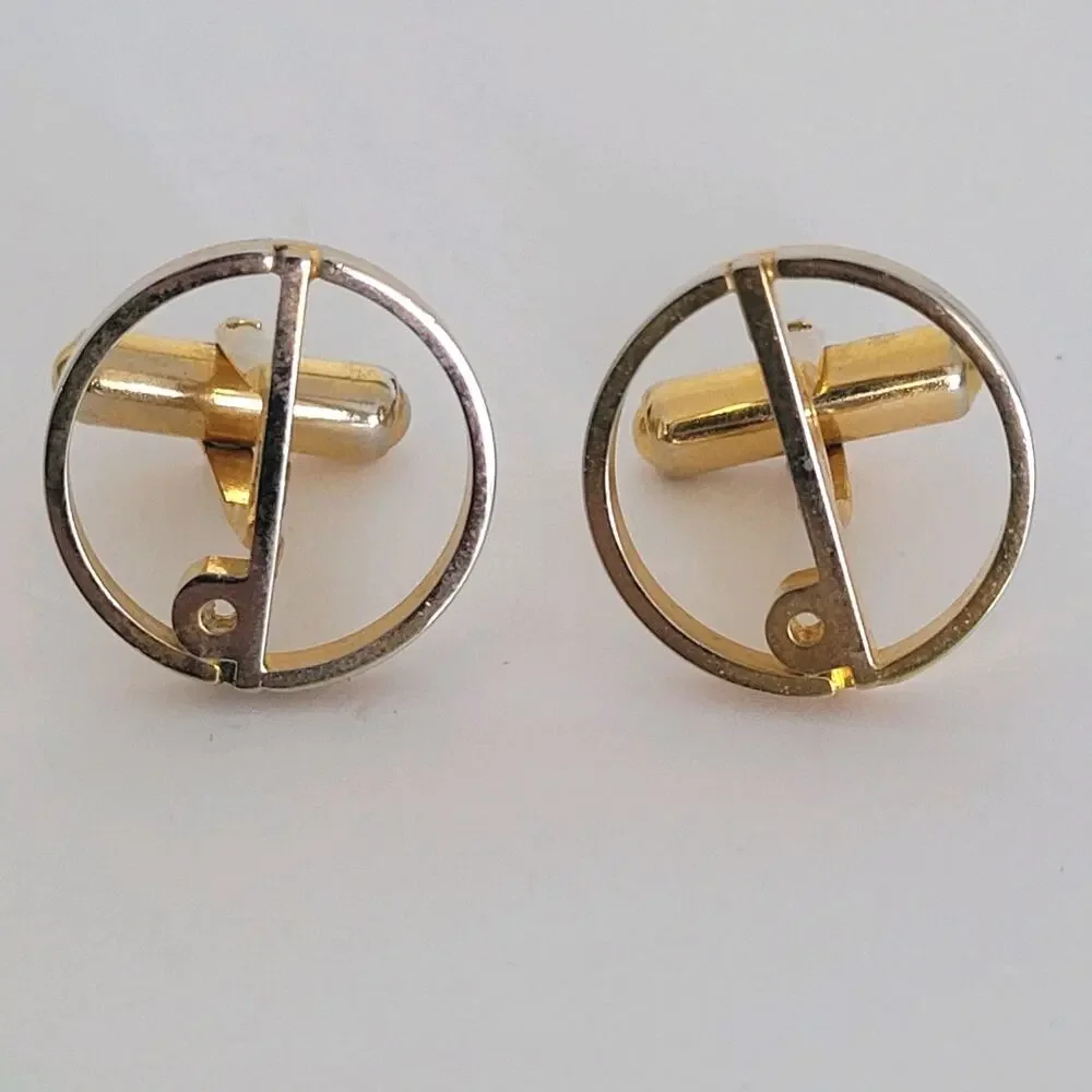 Dunhill D Cufflinks Gold Tone‎ Logo Round Logo Vintage Retro